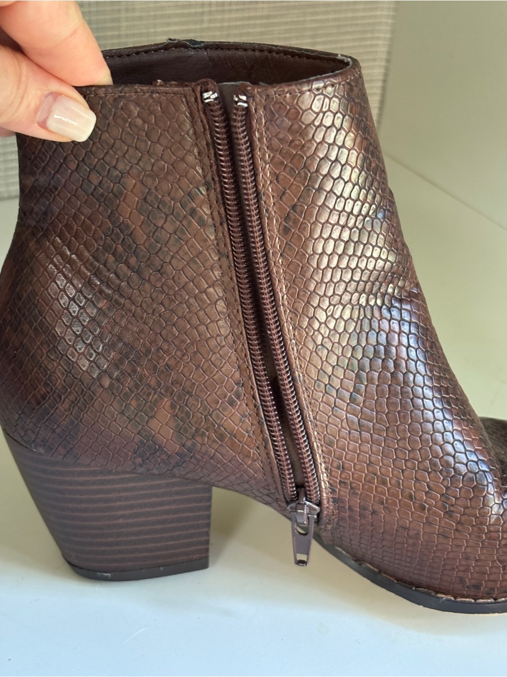 Western Brown Snake-Embossed Ankle Boot 8 - Picture 5 of 12